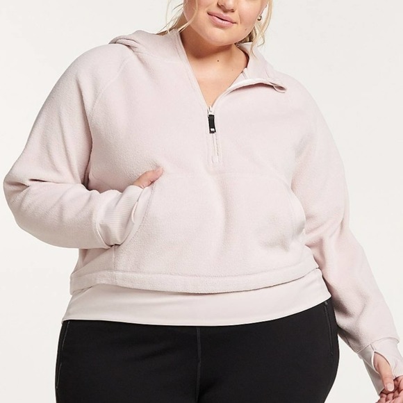 FLX Tops - MSRP $60 NWT FLX Ascent 1X Half Zip Pink Fleece Hoodie